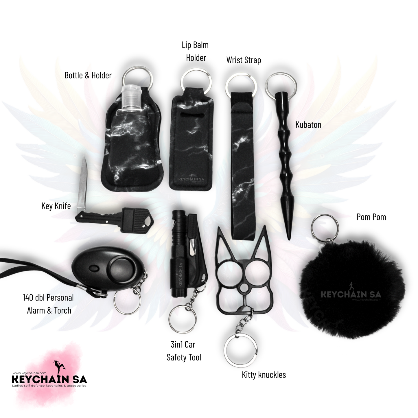 Marble Colours - 10-Piece Self Defence Keychain Set for Women