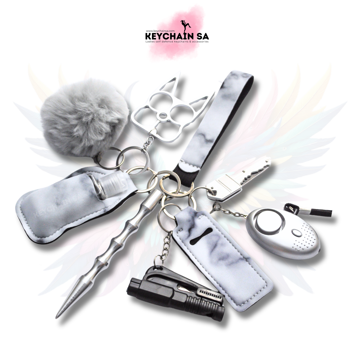Marble Colours - 10-Piece Self Defence Keychain Set for Women