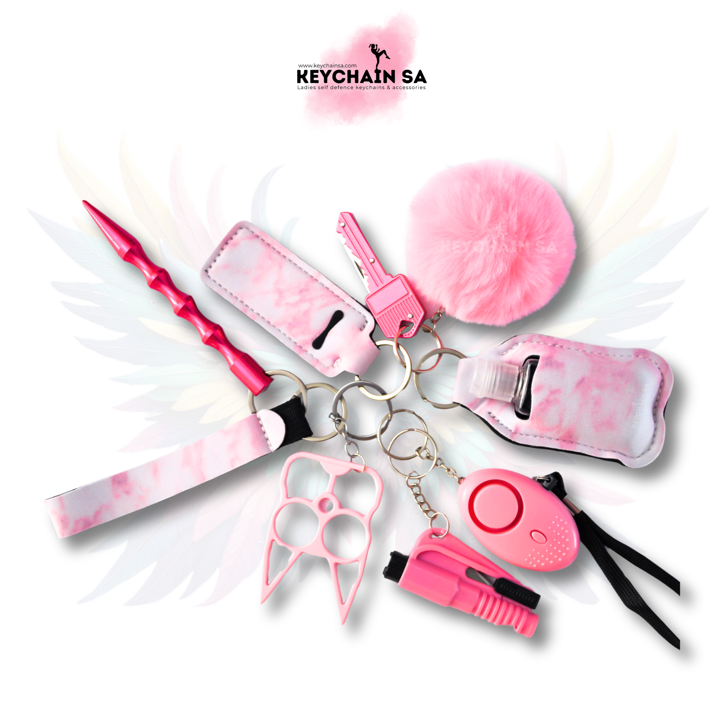 Marble Colours - 10-Piece Self Defence Keychain Set for Women