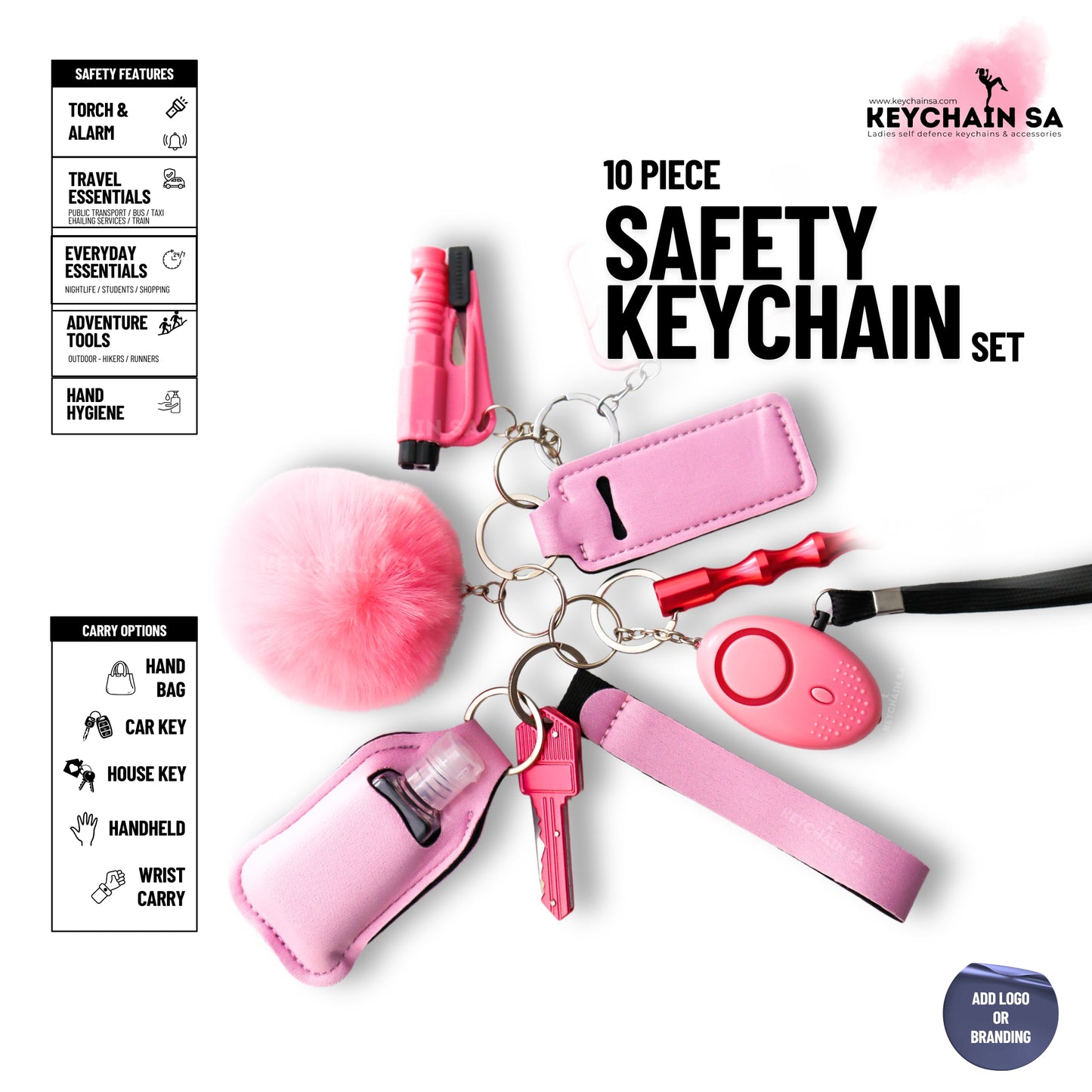 10-Piece Women's Safety Keychain Set – Stylish Everyday Defense Tools