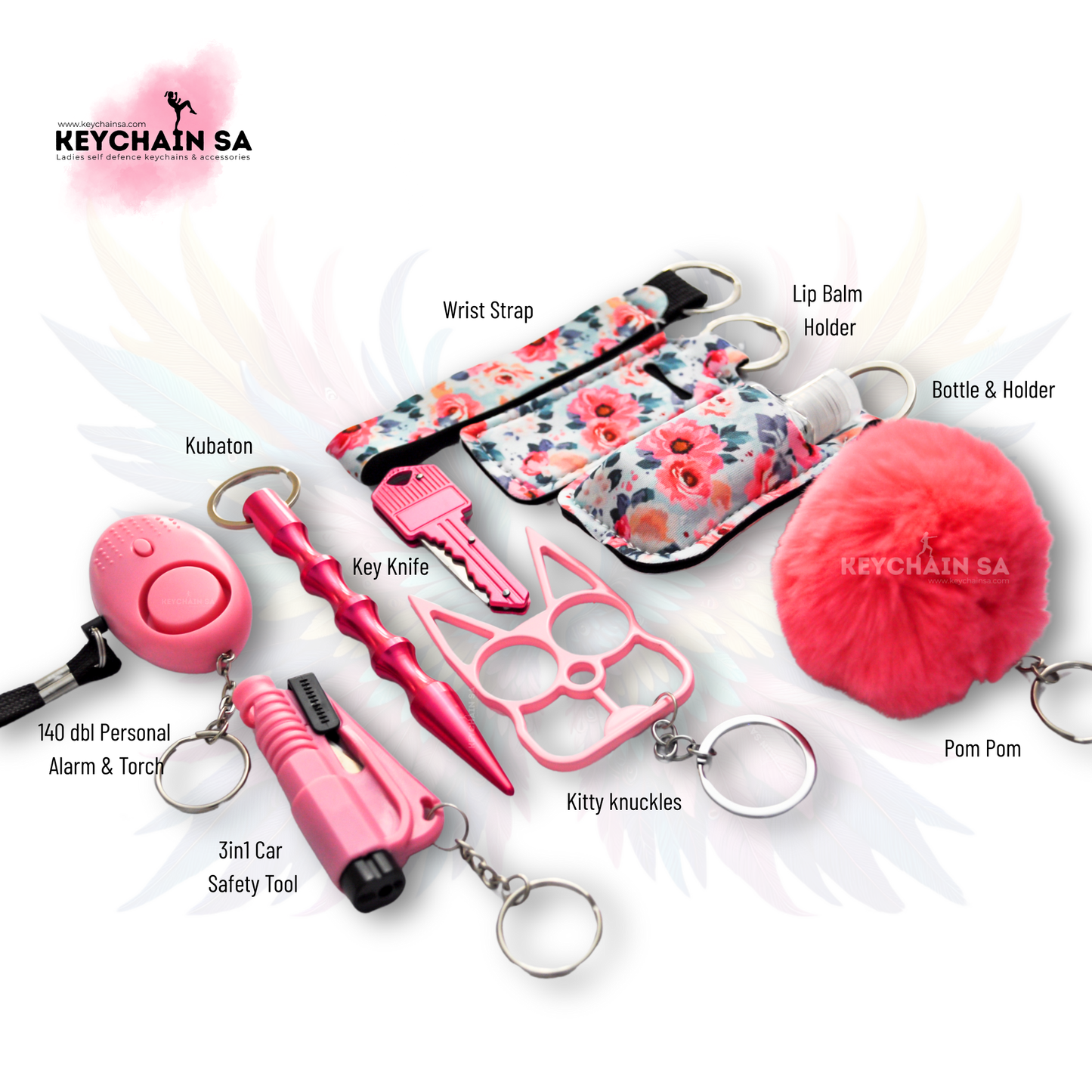 Floral Colours - 10-Piece Self Defence Keychain Set for Women – Floral Collection