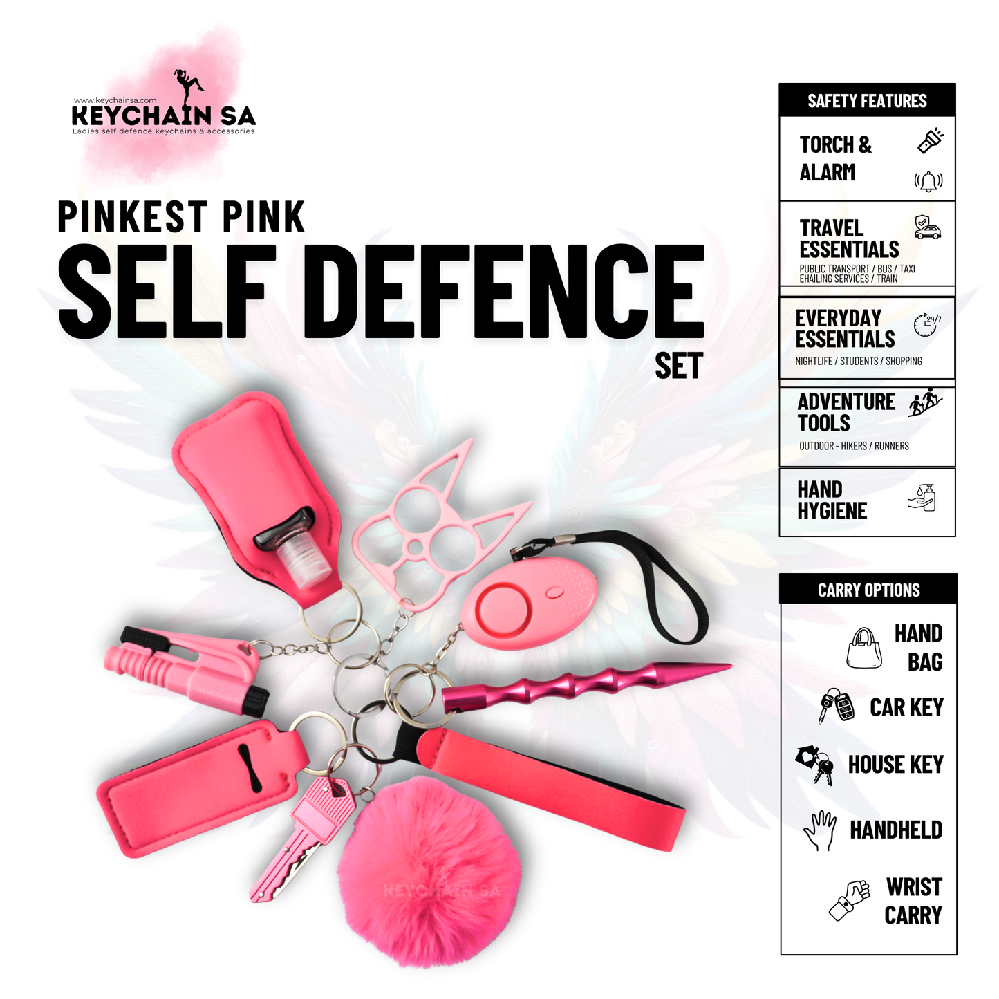 Solid Colours - 10-Piece Self Defence Keychain Set for Women