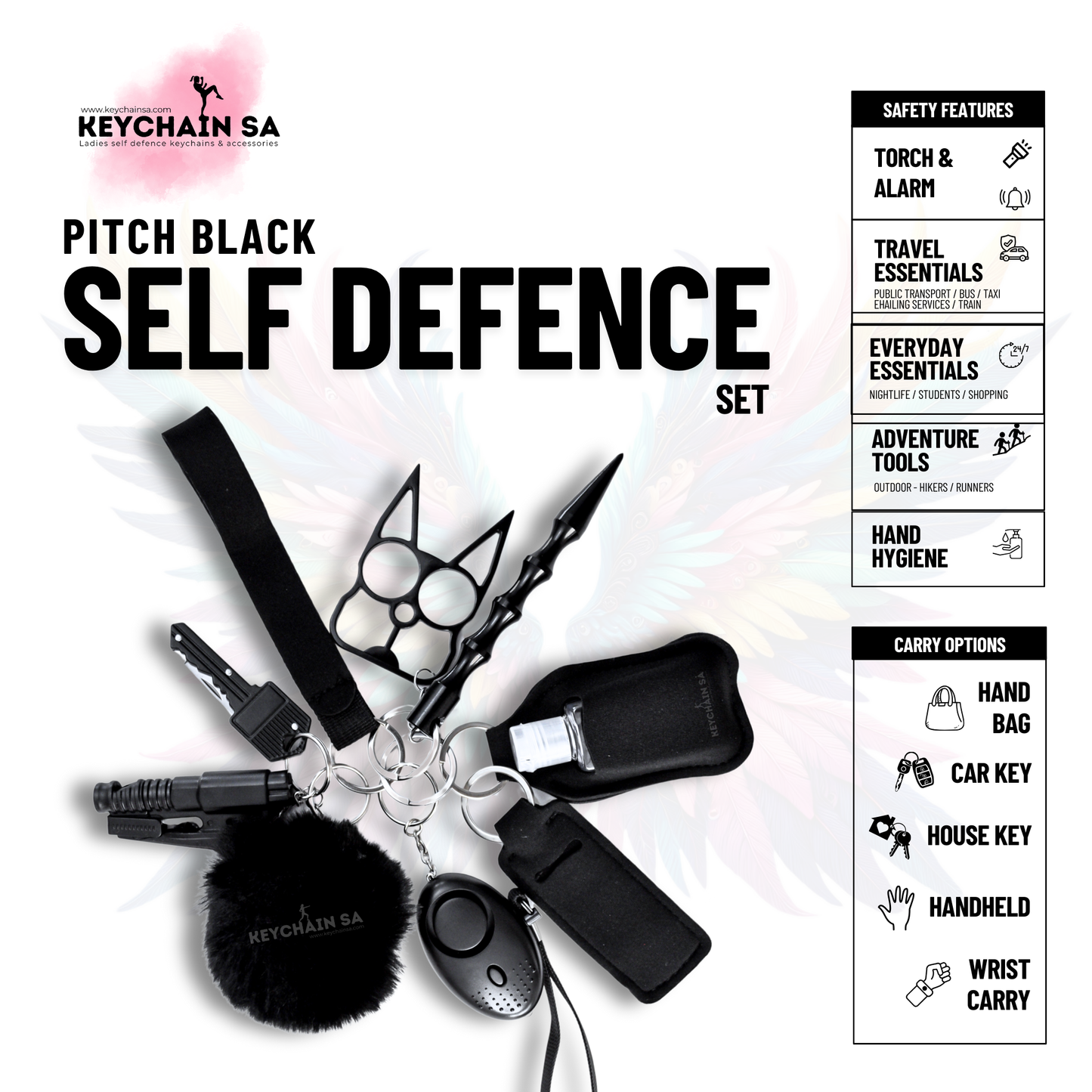 Solid Colours - 10-Piece Self Defence Keychain Set for Women