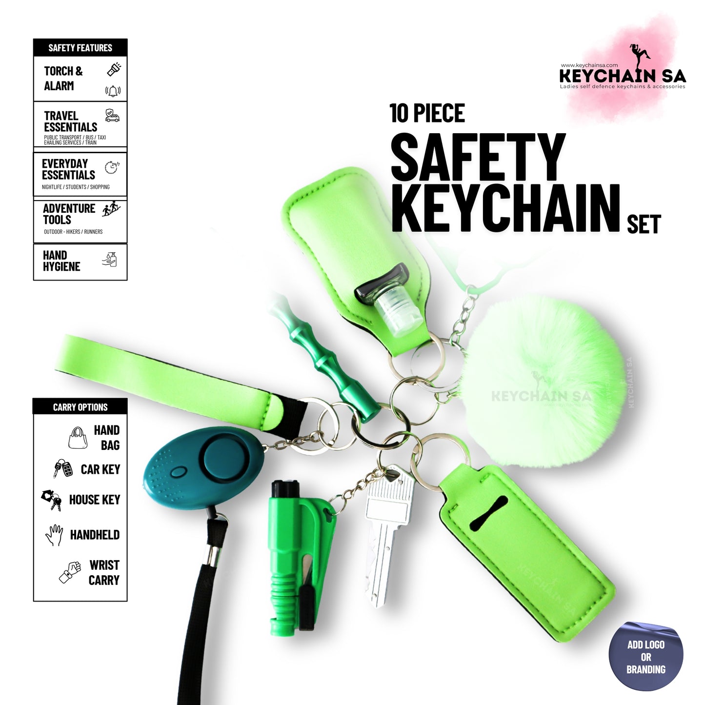 10-Piece Safety Keychain Set for Women – High-Quality Multi-Functional Everyday Accessories