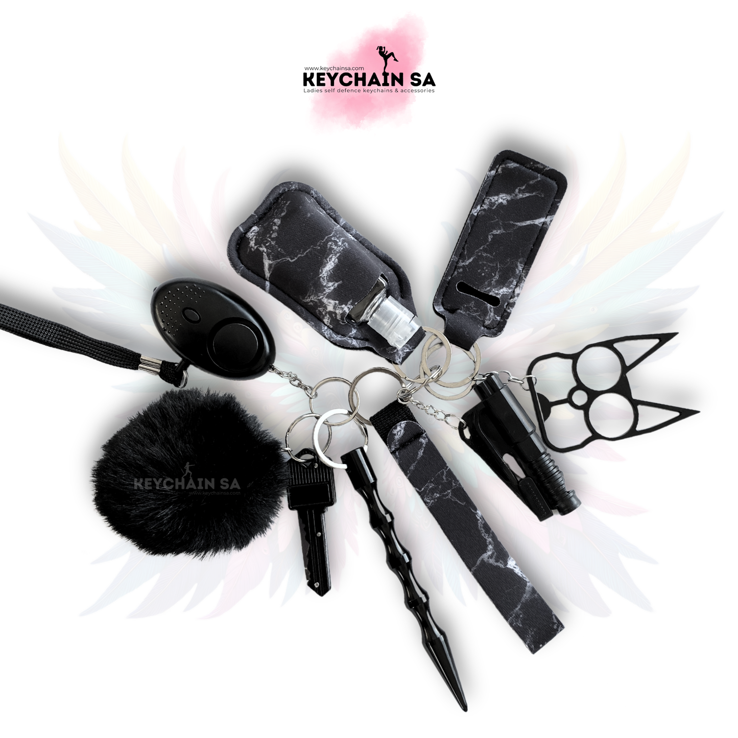 Marble Colours - 10-Piece Self Defence Keychain Set for Women