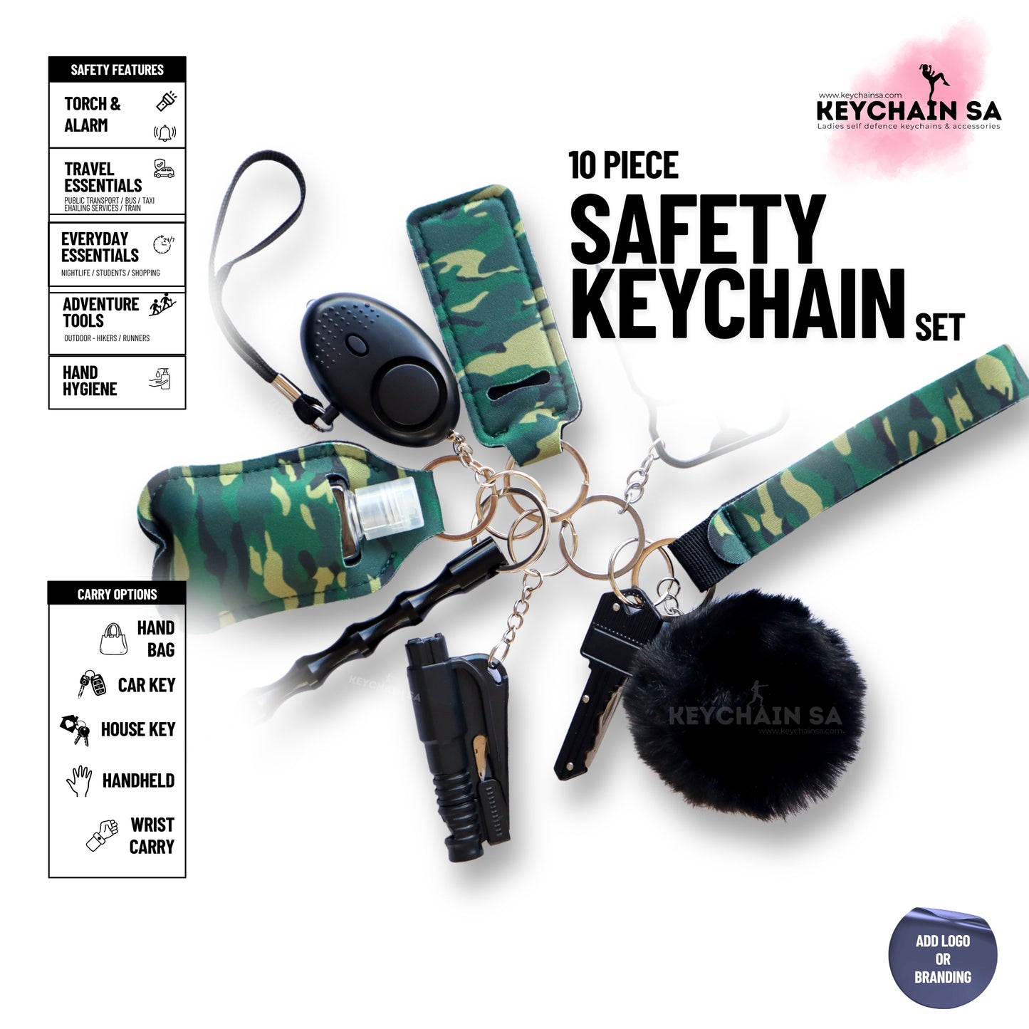 10-Piece Safety Keychain Set for Women – High-Quality Multi-Functional Everyday Accessories