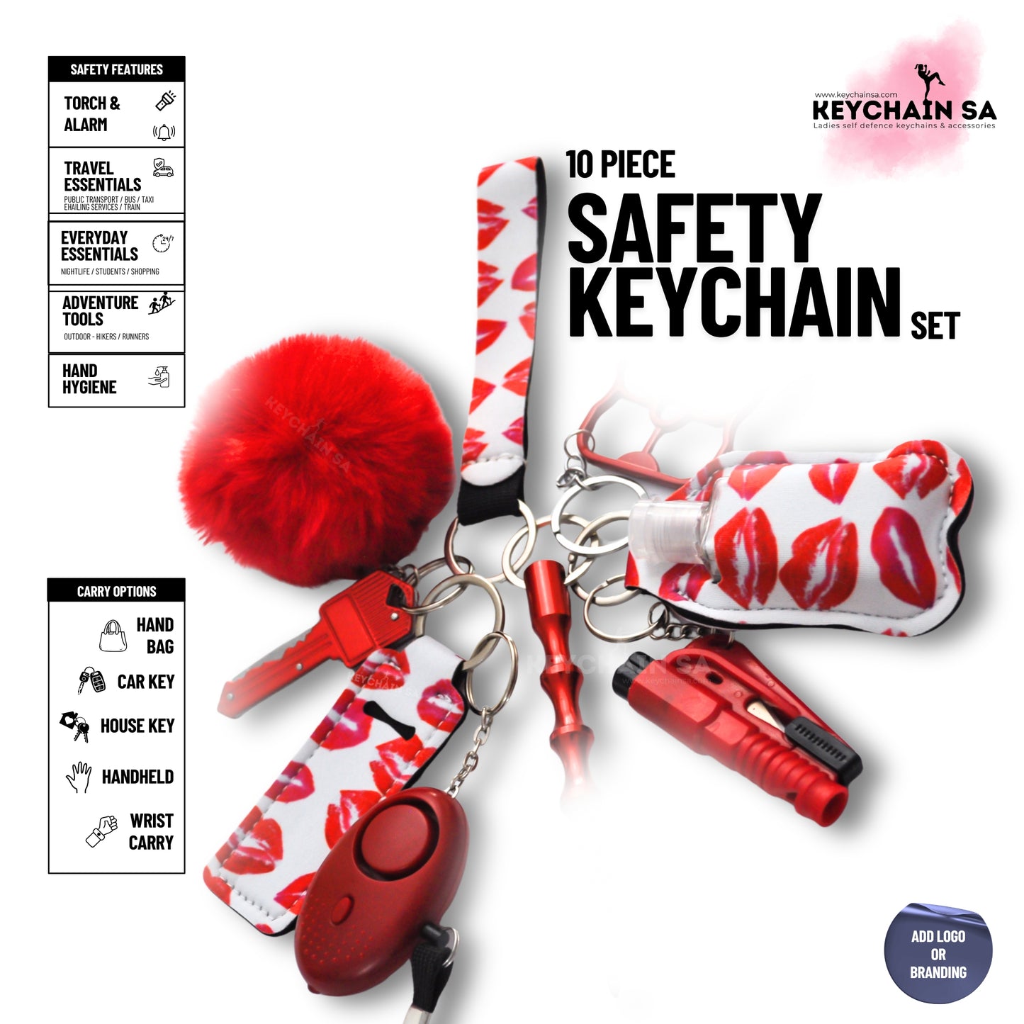 10-Piece Safety Keychain Set for Women – High-Quality Multi-Functional Everyday Accessories