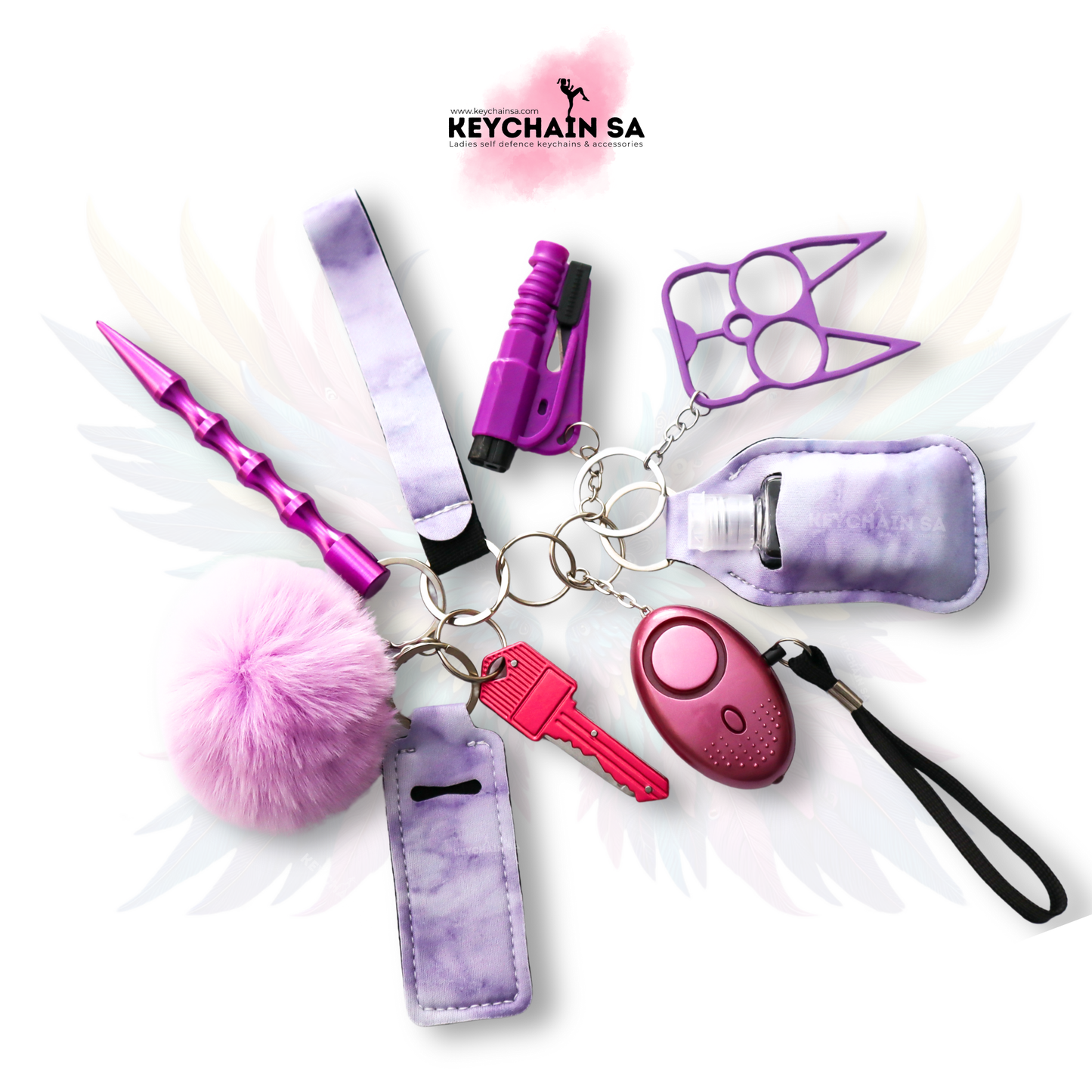 Marble Colours - 10-Piece Self Defence Keychain Set for Women