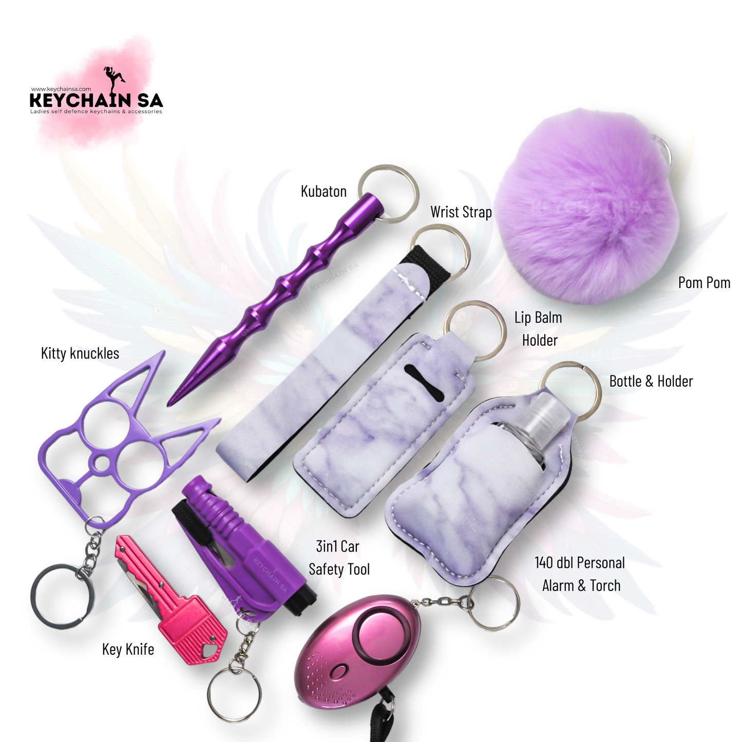 Marble Colours - 10-Piece Self Defence Keychain Set for Women