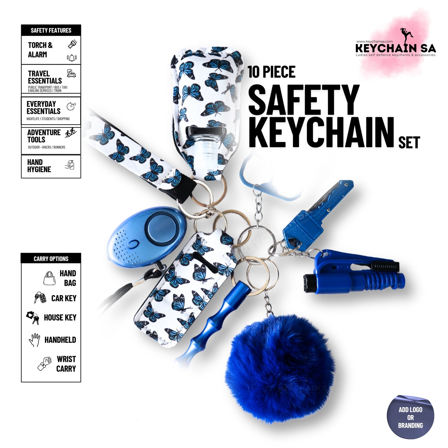 10-Piece Safety Keychain Set for Women – High-Quality Multi-Functional Everyday Accessories