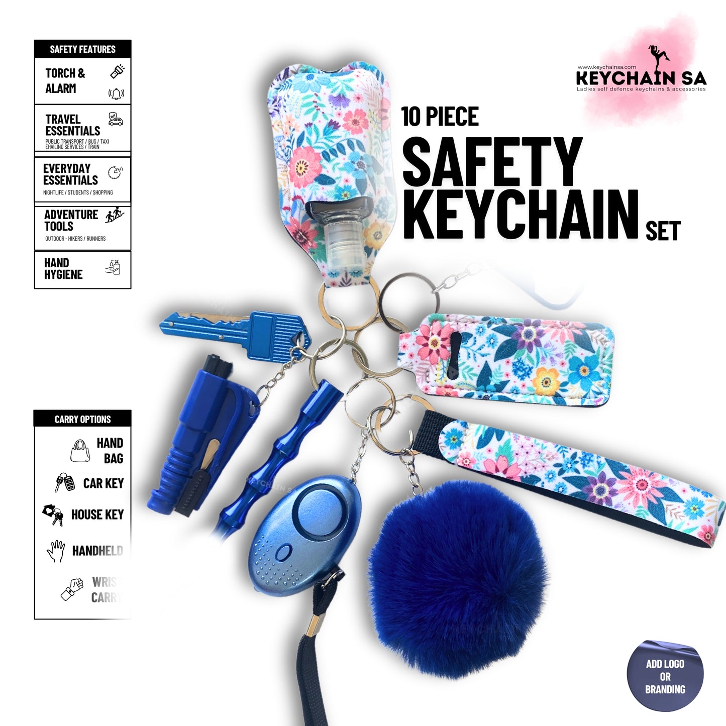 10-Piece Safety Keychain Set for Women – High-Quality Multi-Functional Everyday Accessories