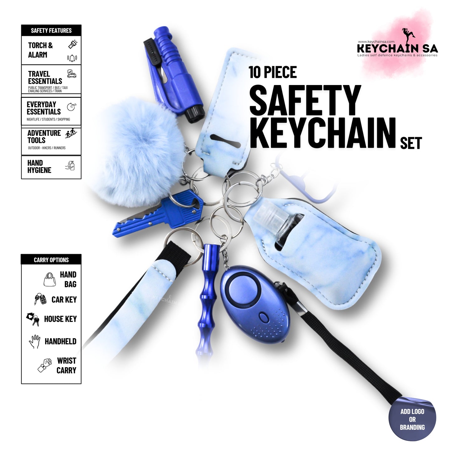 10-Piece Safety Keychain Set for Women – High-Quality Multi-Functional Everyday Accessories