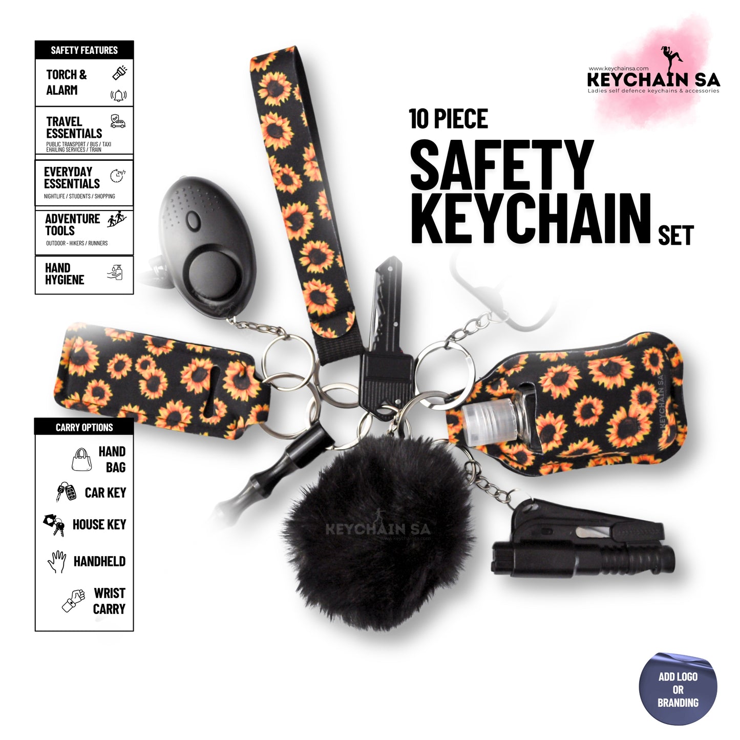 10-Piece Safety Keychain Set for Women – High-Quality Multi-Functional Everyday Accessories