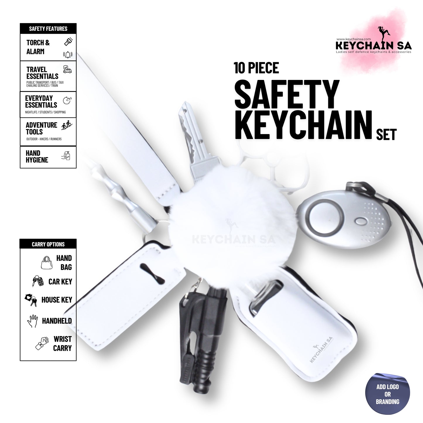10-Piece Safety Keychain Set for Women – High-Quality Multi-Functional Everyday Accessories