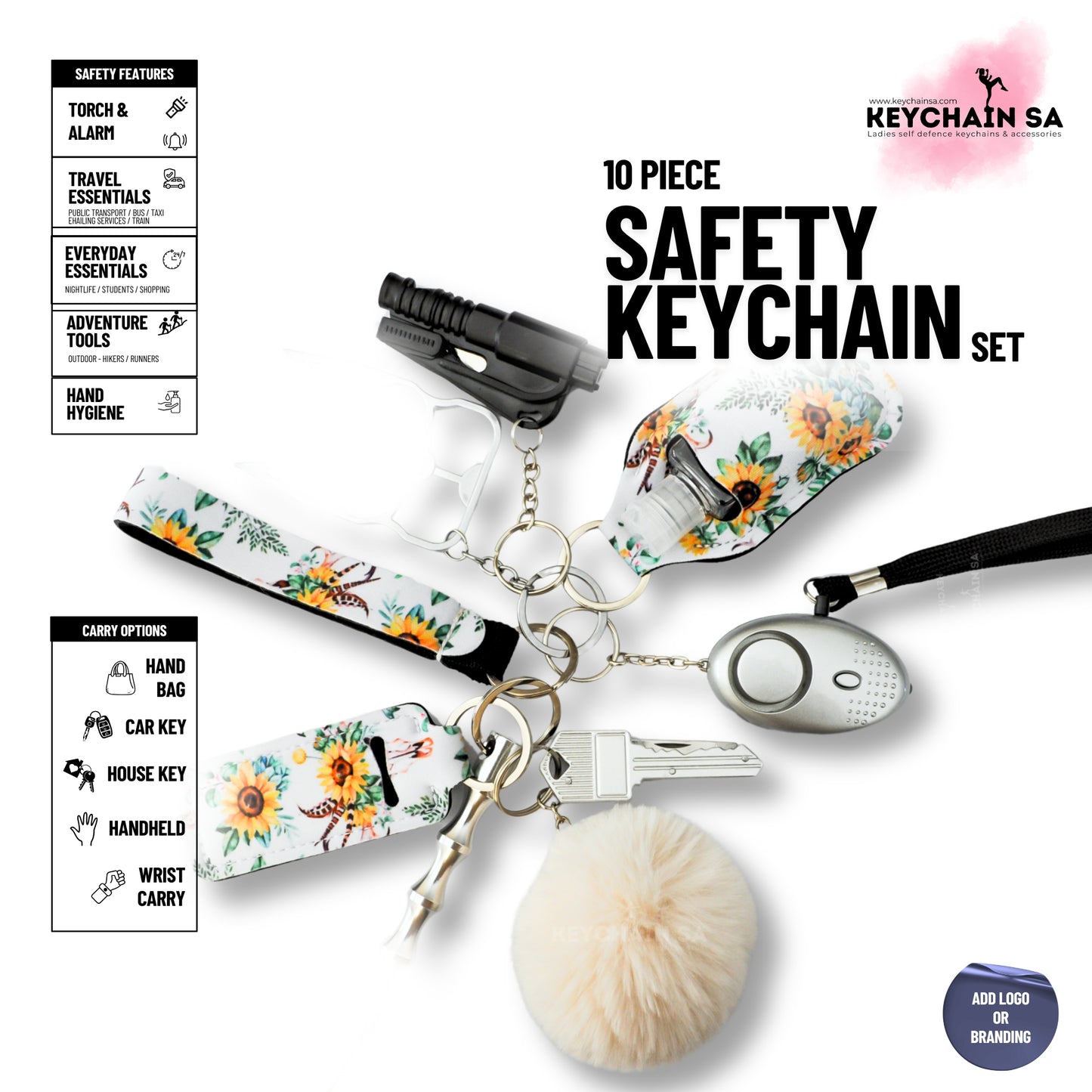 10-Piece Safety Keychain Set for Women – High-Quality Multi-Functional Everyday Accessories