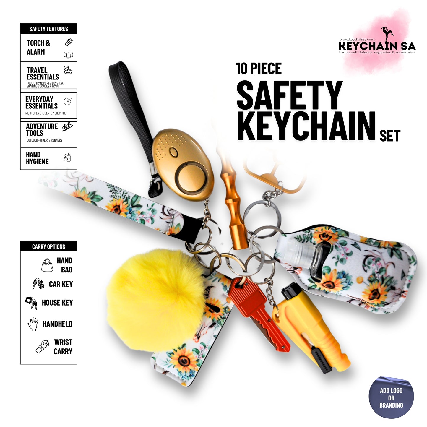 10-Piece Safety Keychain Set for Women – High-Quality Multi-Functional Everyday Accessories