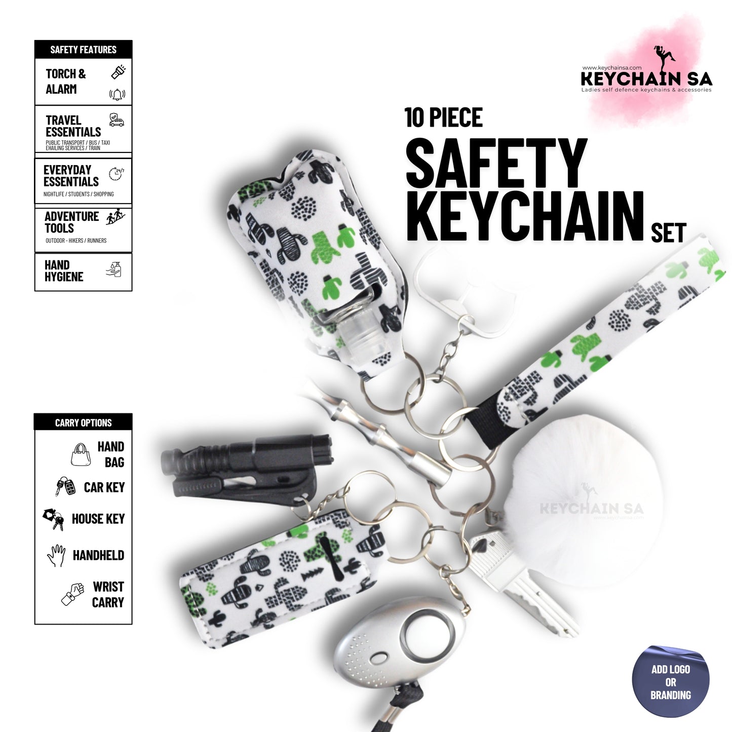 10-Piece Safety Keychain Set for Women – High-Quality Multi-Functional Everyday Accessories