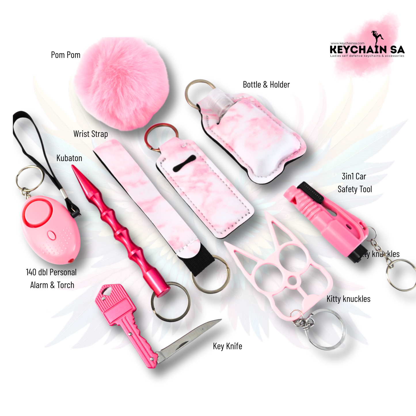 Marble Colours - 10-Piece Self Defence Keychain Set for Women