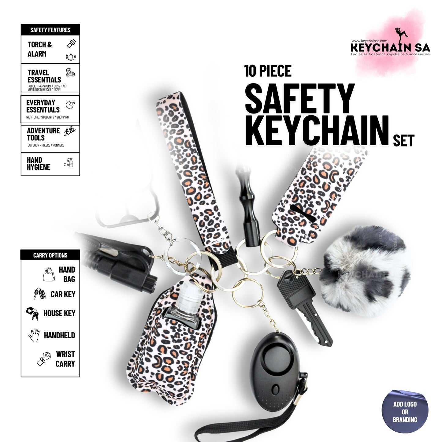 10-Piece Safety Keychain Set for Women – High-Quality Multi-Functional Everyday Accessories