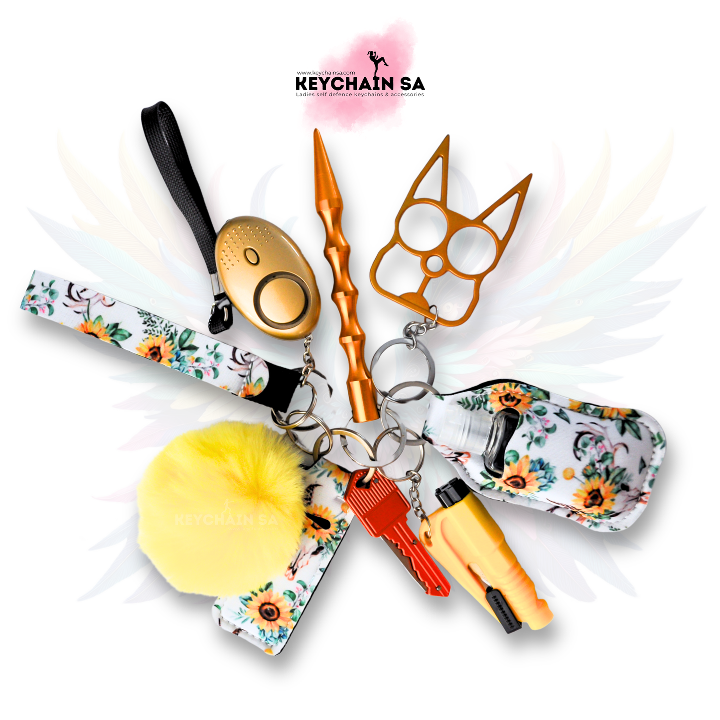 Floral Colours - 10-Piece Self Defence Keychain Set for Women – Floral Collection