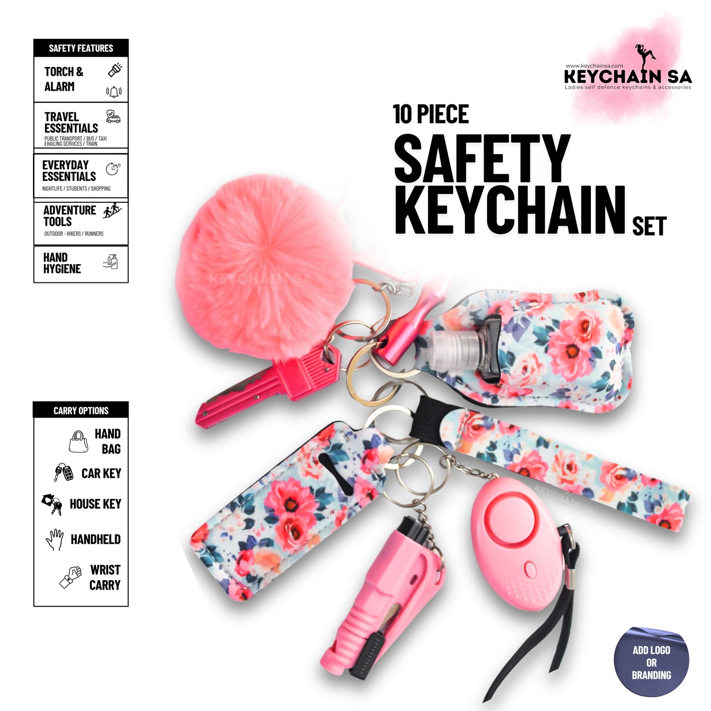 10-Piece Safety Keychain Set for Women – High-Quality Multi-Functional Everyday Accessories