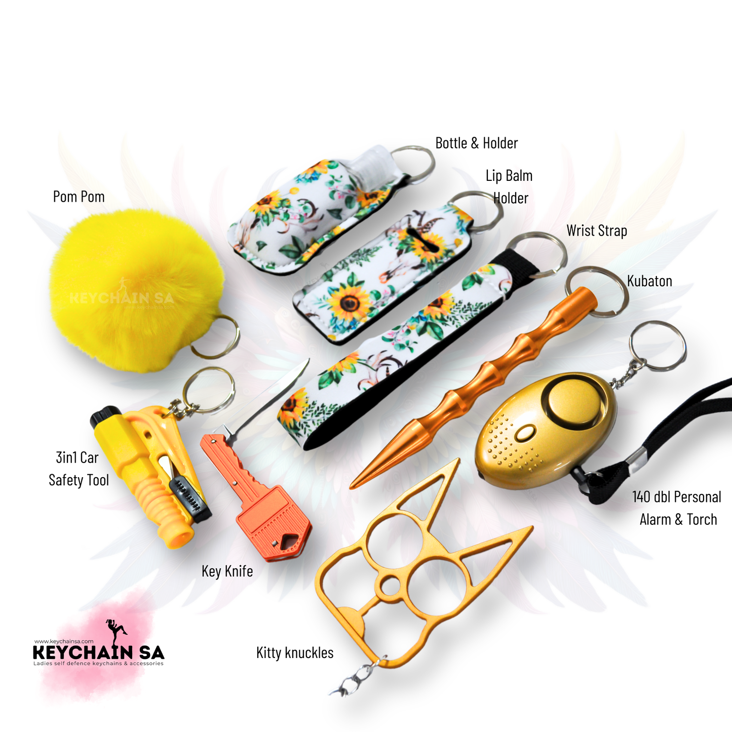 Floral Colours - 10-Piece Self Defence Keychain Set for Women – Floral Collection