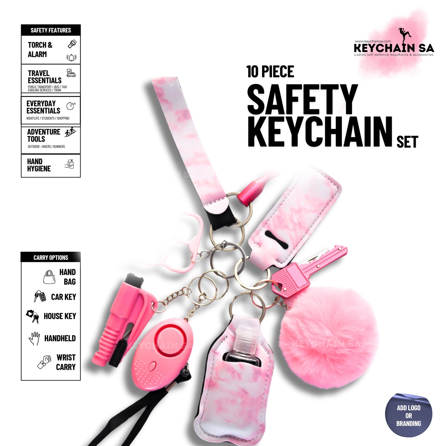 10-Piece Safety Keychain Set for Women – High-Quality Multi-Functional Everyday Accessories