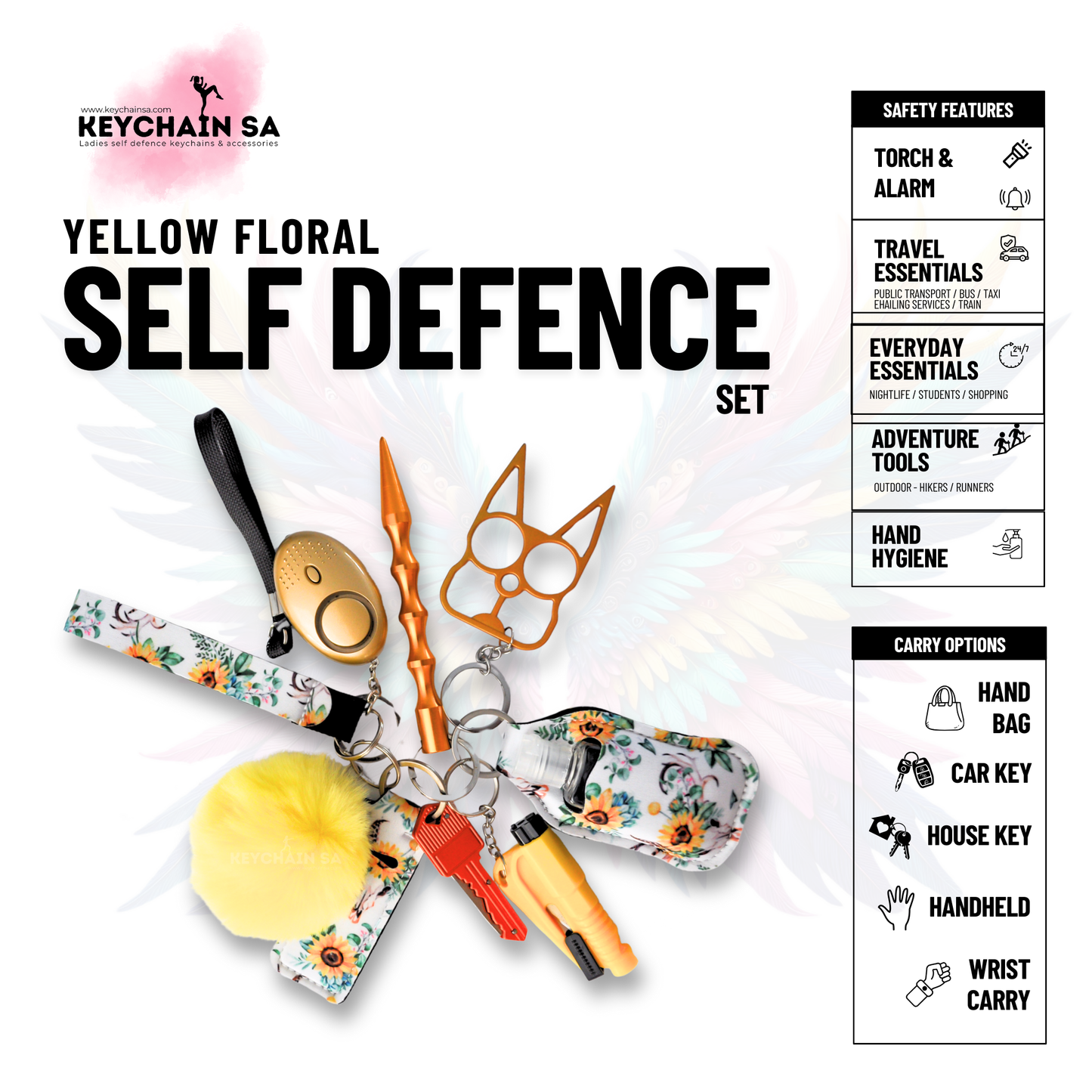 Floral Colours - 10-Piece Self Defence Keychain Set for Women – Floral Collection