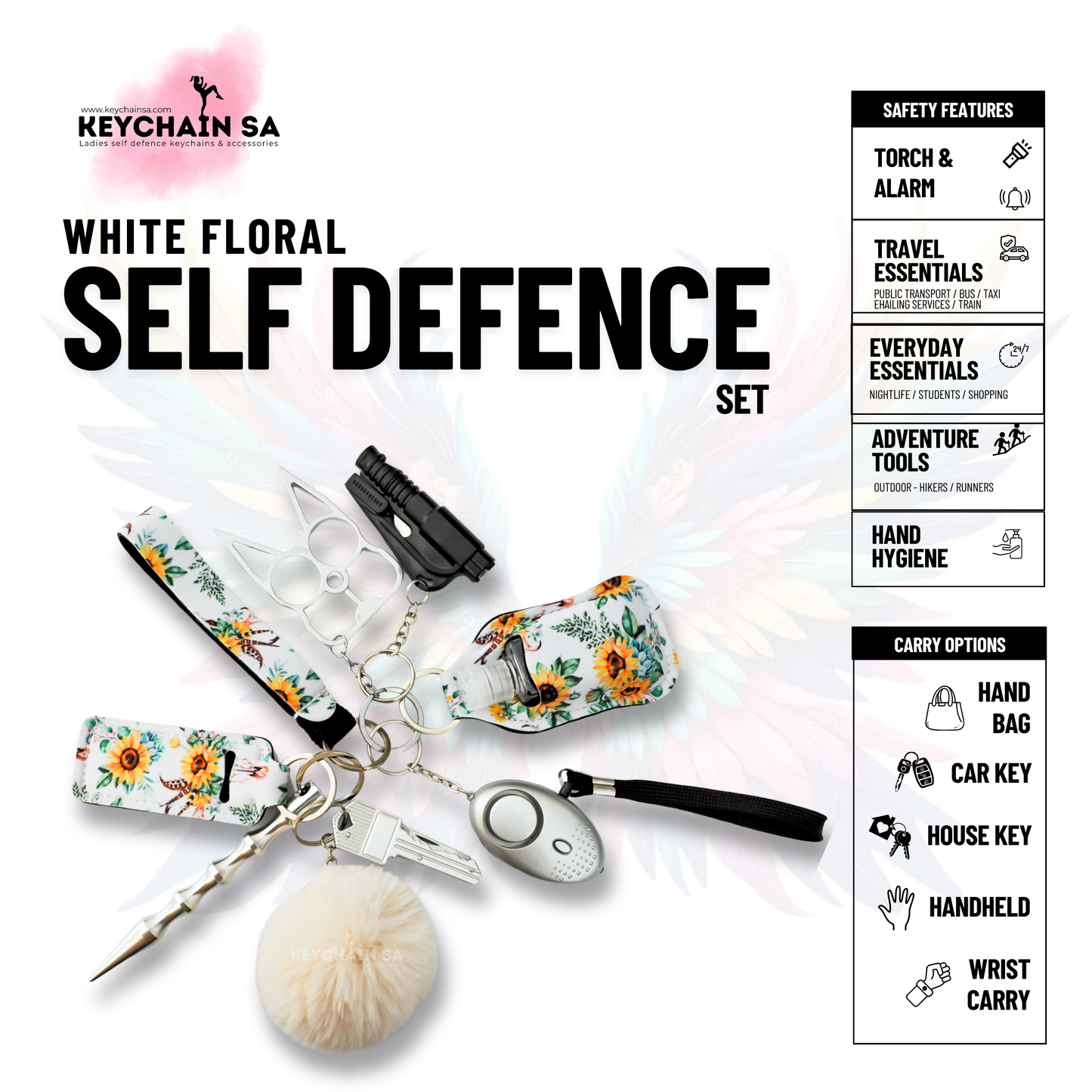 Floral Colours - 10-Piece Self Defence Keychain Set for Women – Floral Collection