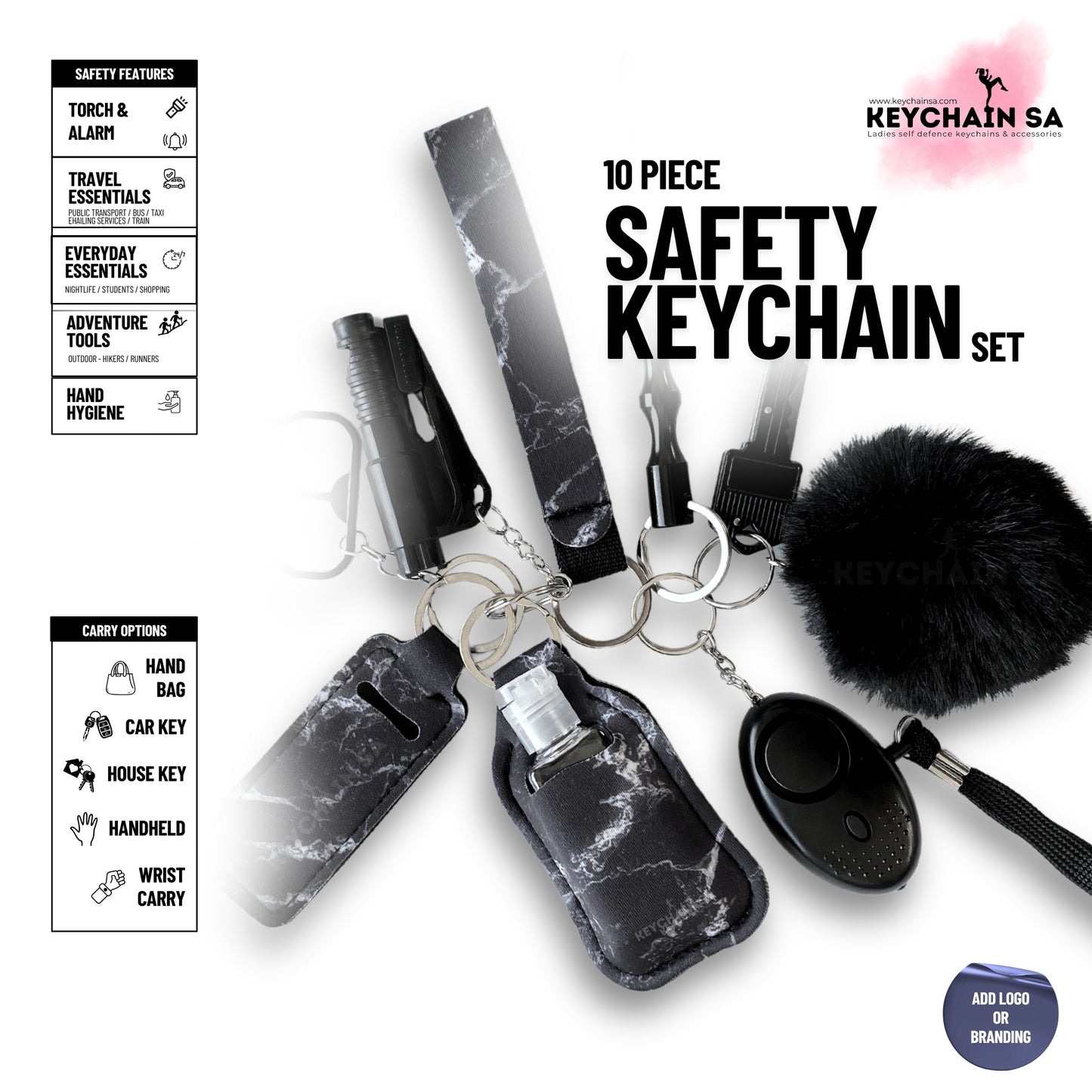 10-Piece Safety Keychain Set for Women – High-Quality Multi-Functional Everyday Accessories