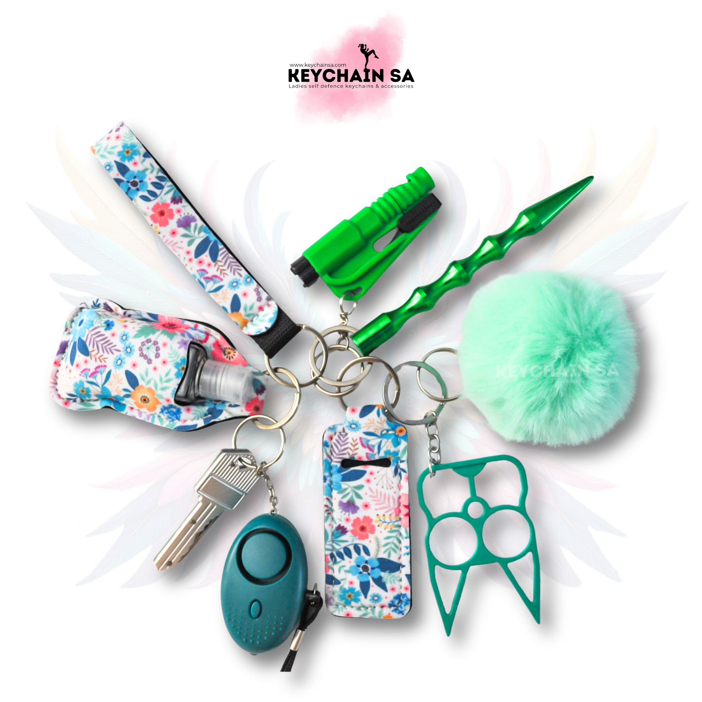 Floral Colours - 10-Piece Self Defence Keychain Set for Women – Floral Collection