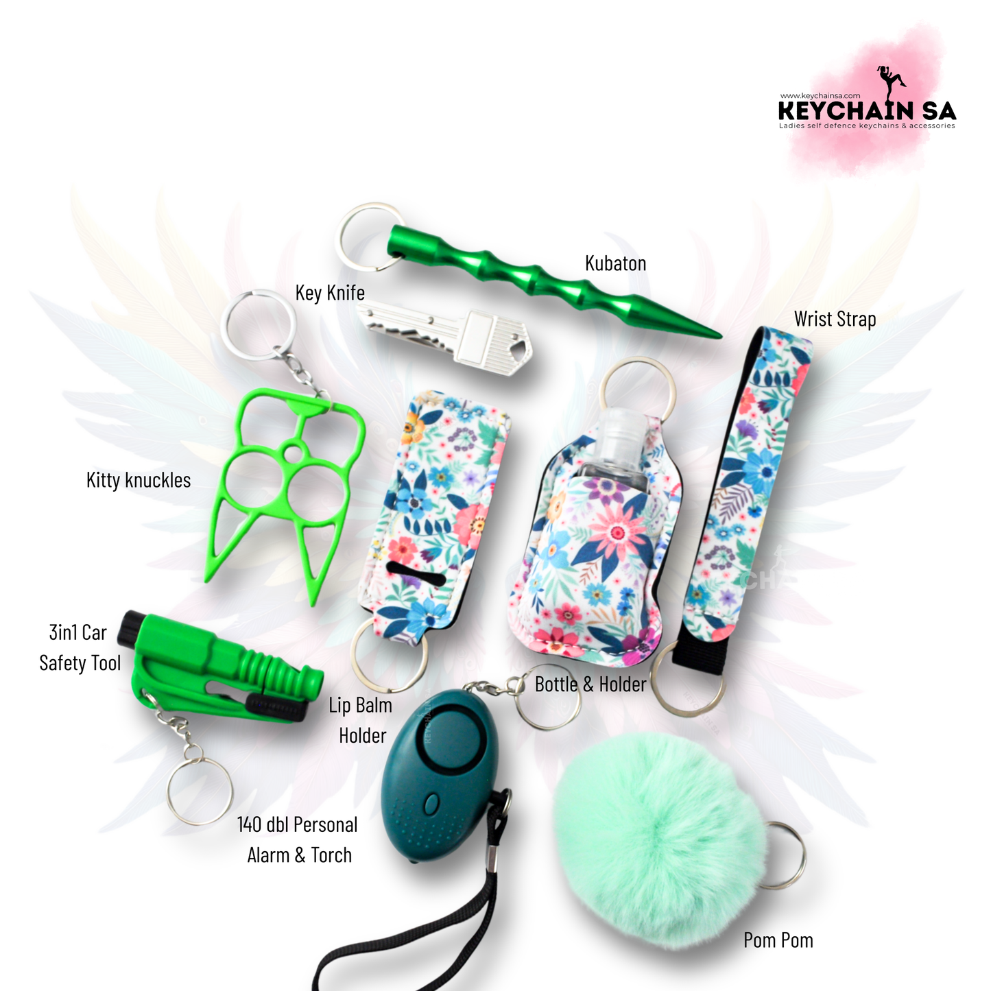 Floral Colours - 10-Piece Self Defence Keychain Set for Women – Floral Collection