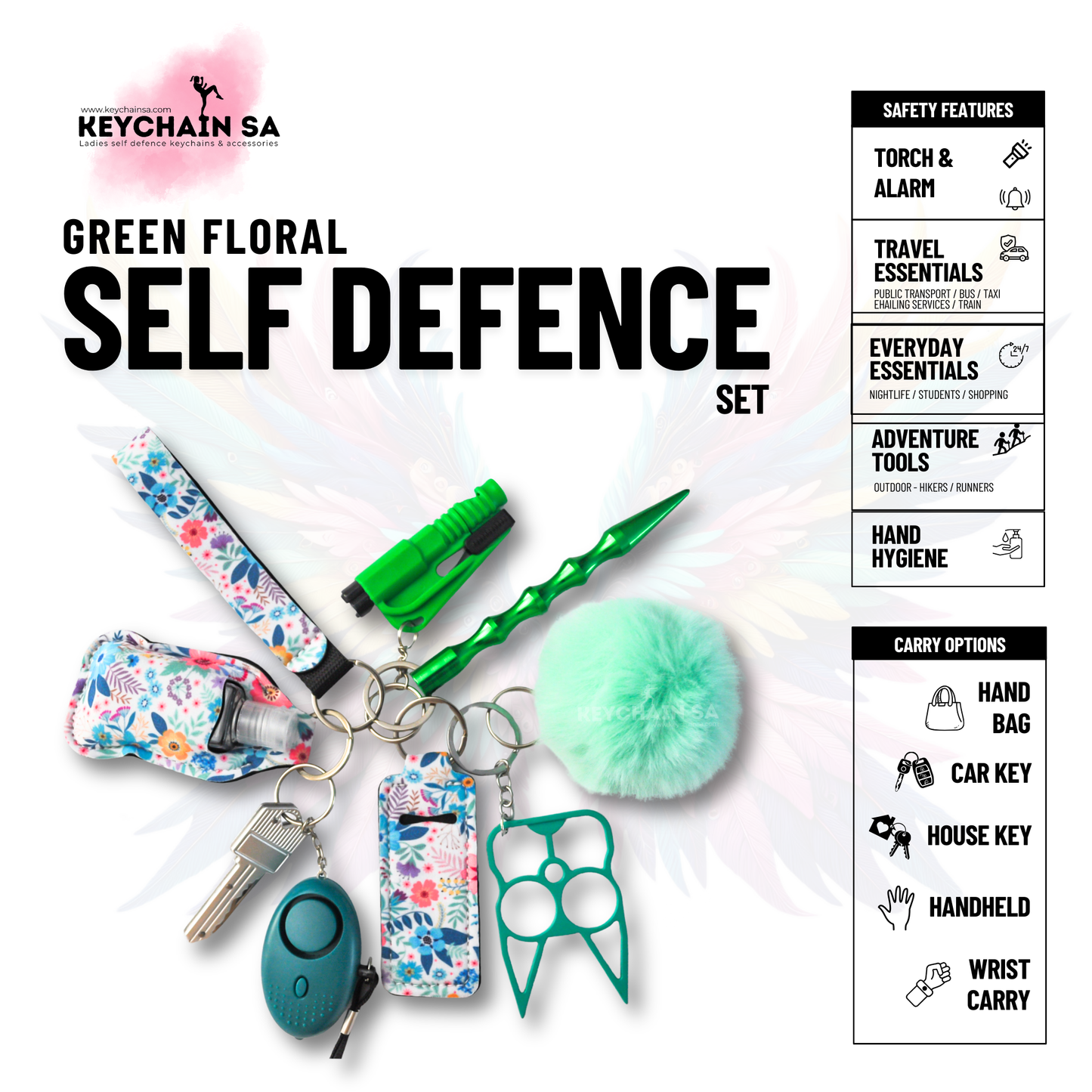 Floral Colours - 10-Piece Self Defence Keychain Set for Women – Floral Collection