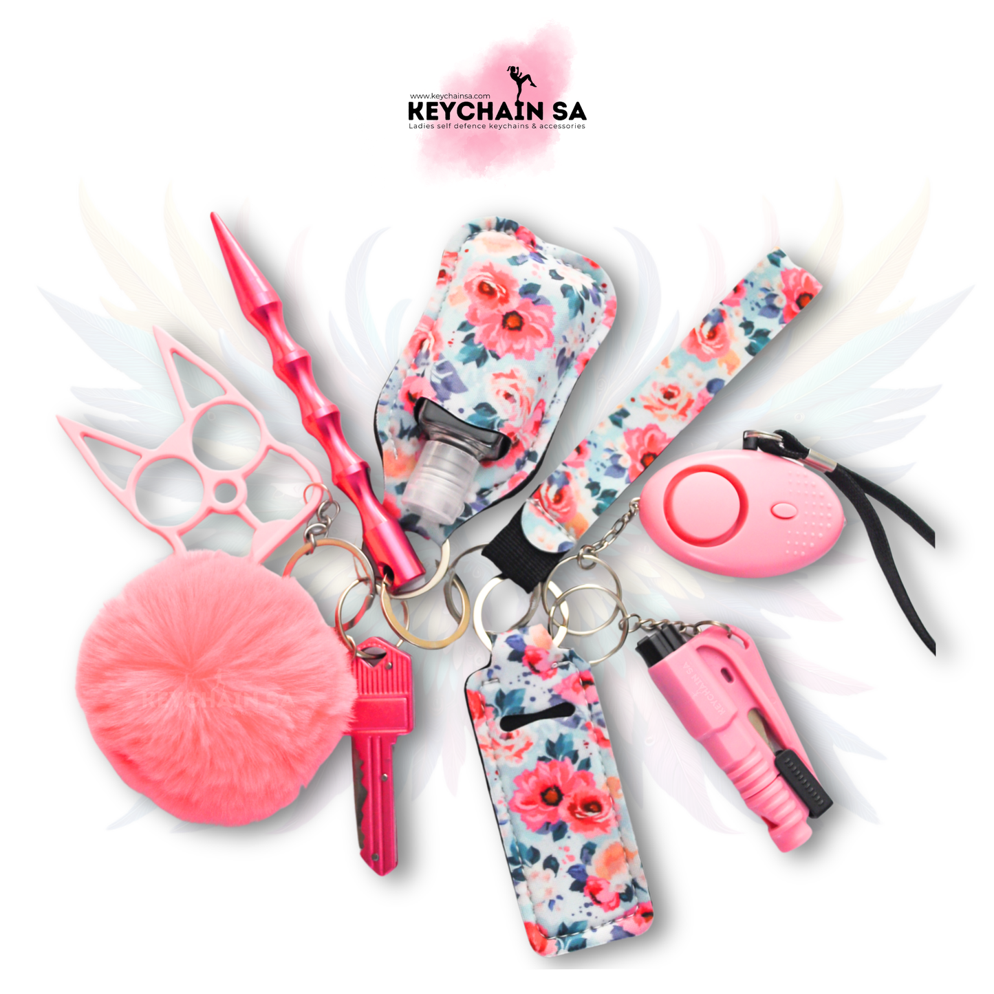 Floral Colours - 10-Piece Self Defence Keychain Set for Women – Floral Collection