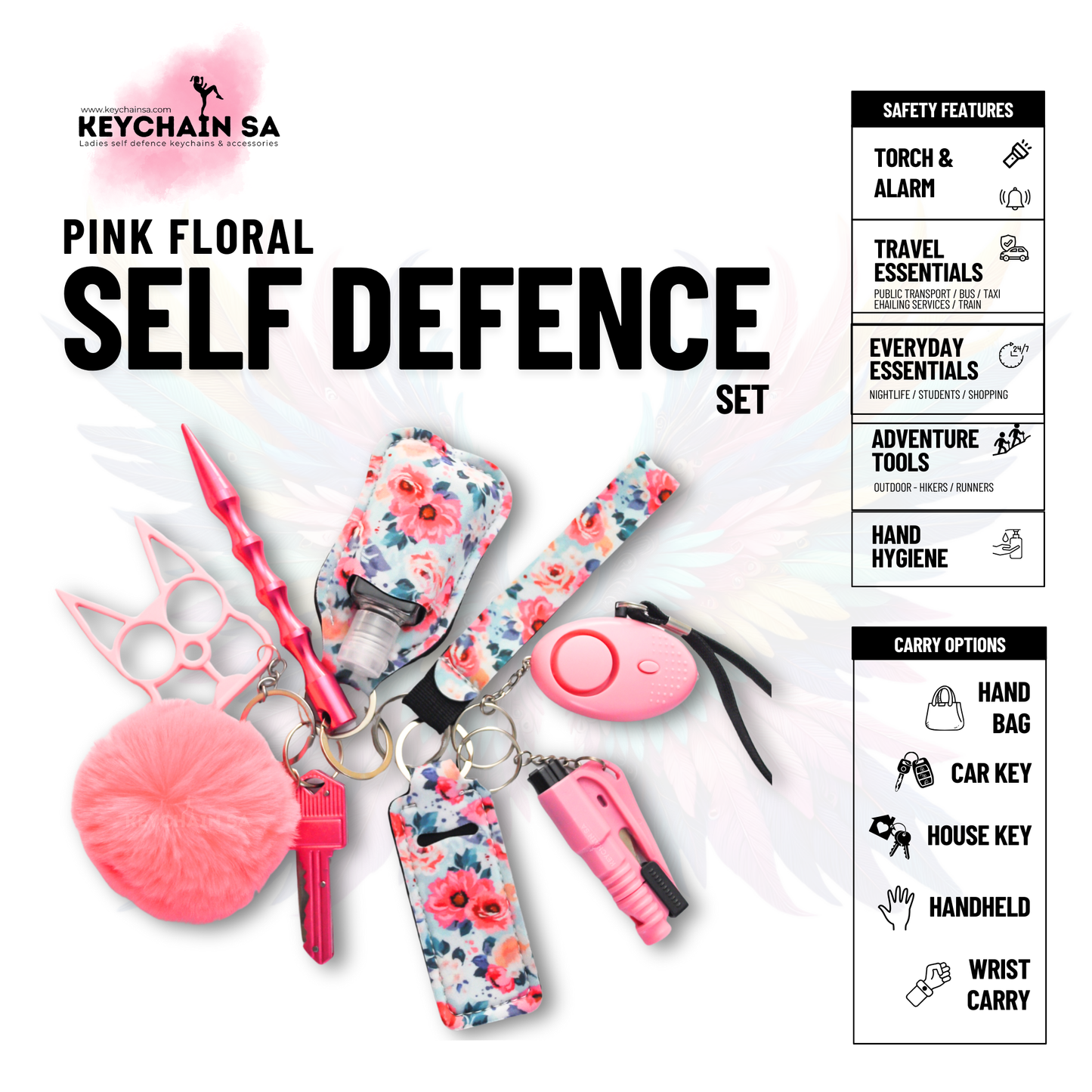 Floral Colours - 10-Piece Self Defence Keychain Set for Women – Floral Collection