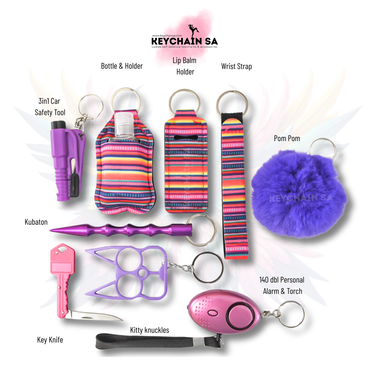 Patterns Collection  - 10-Piece Self Defence Keychain Set for Women
