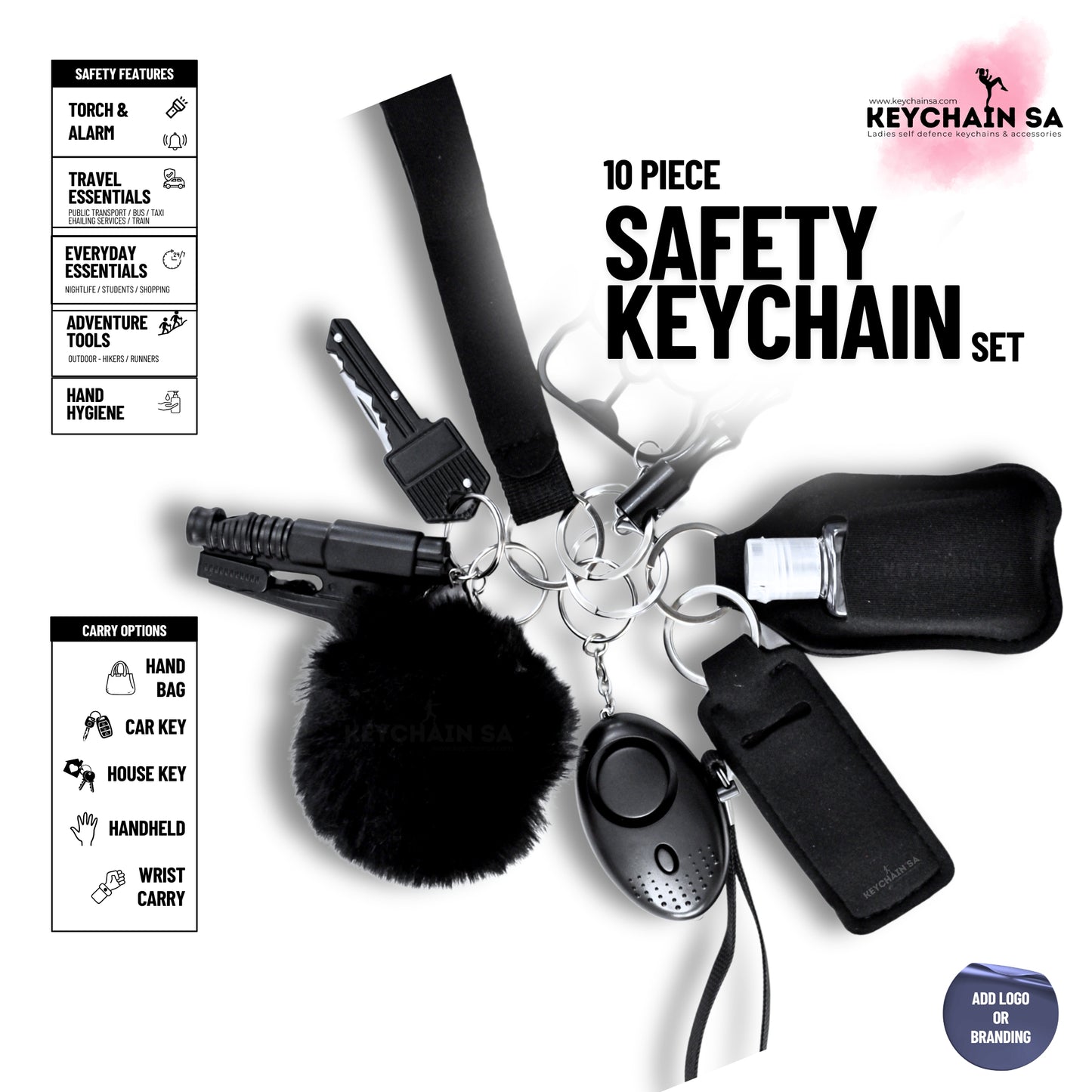 10-Piece Safety Keychain Set for Women – High-Quality Multi-Functional Everyday Accessories