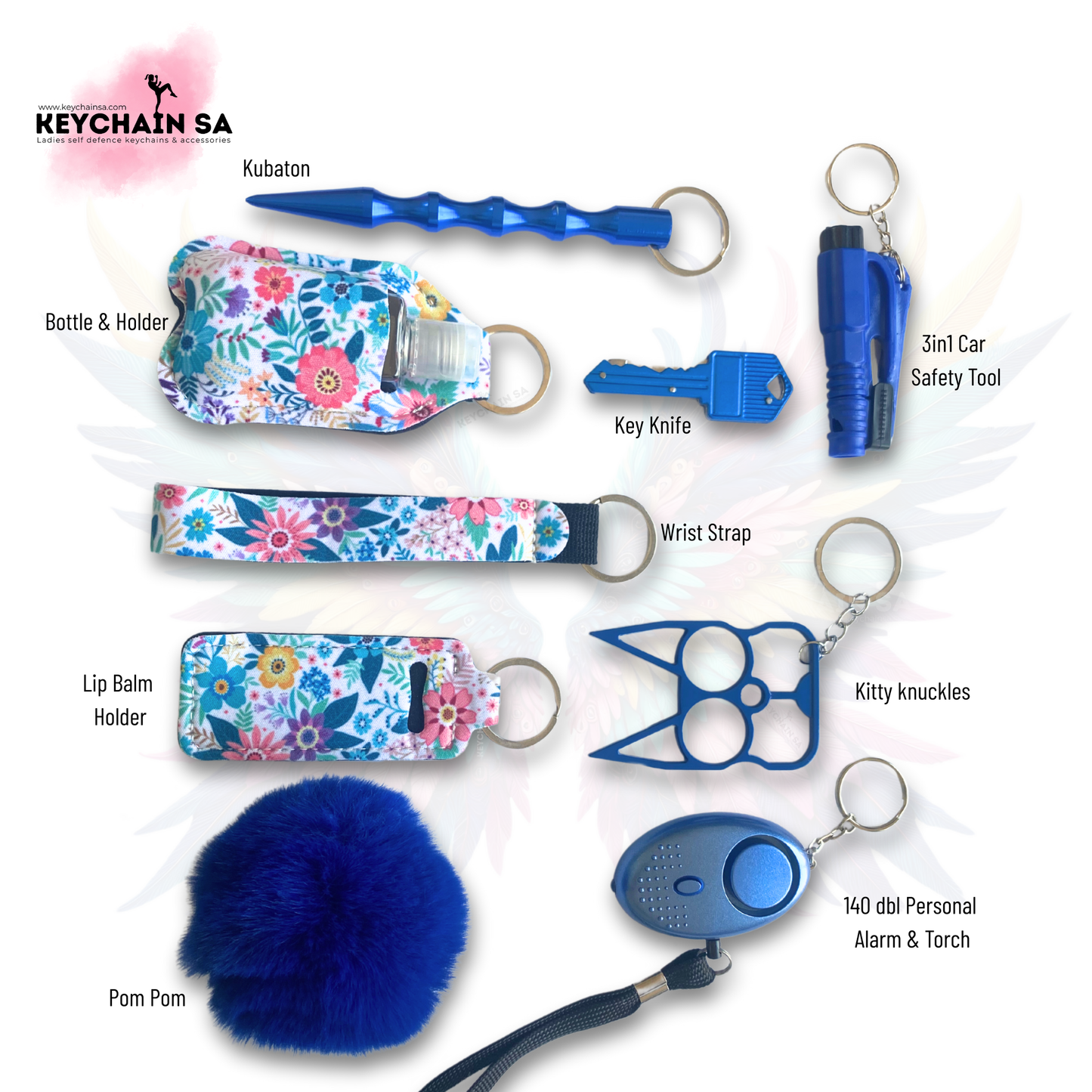 Floral Colours - 10-Piece Self Defence Keychain Set for Women – Floral Collection