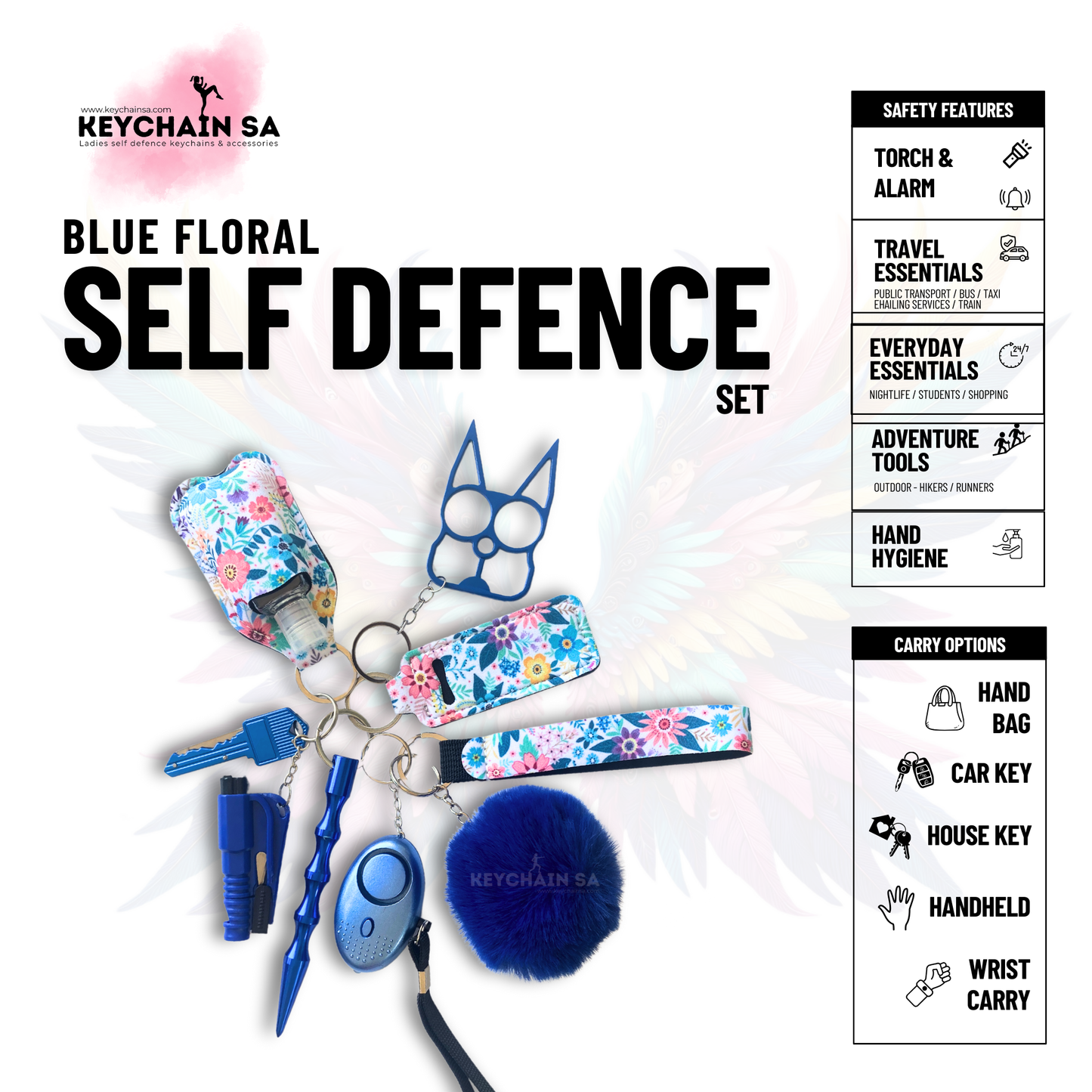 Floral Colours - 10-Piece Self Defence Keychain Set for Women – Floral Collection