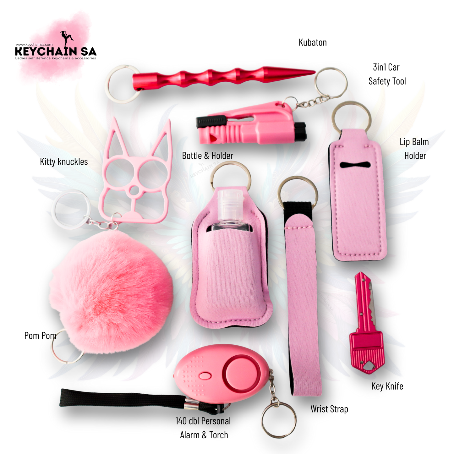 Solid Colours - 10-Piece Self Defence Keychain Set for Women