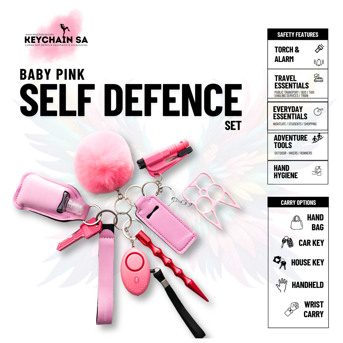Solid Colours - 10-Piece Self Defence Keychain Set for Women