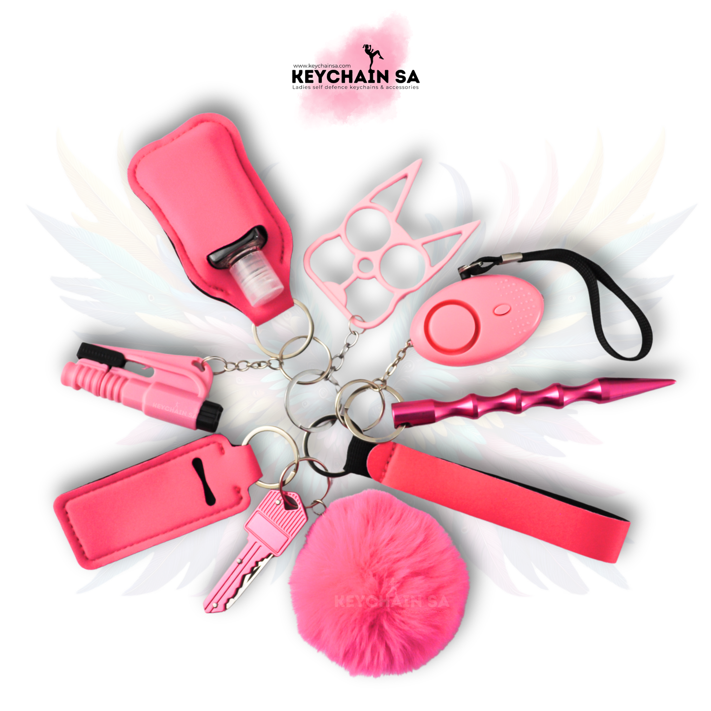 Solid Colours - 10-Piece Self Defence Keychain Set for Women