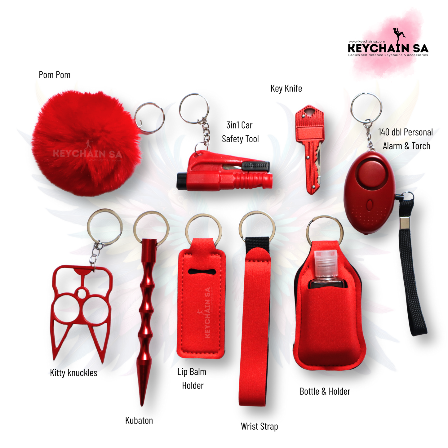 Solid Colours - 10-Piece Self Defence Keychain Set for Women