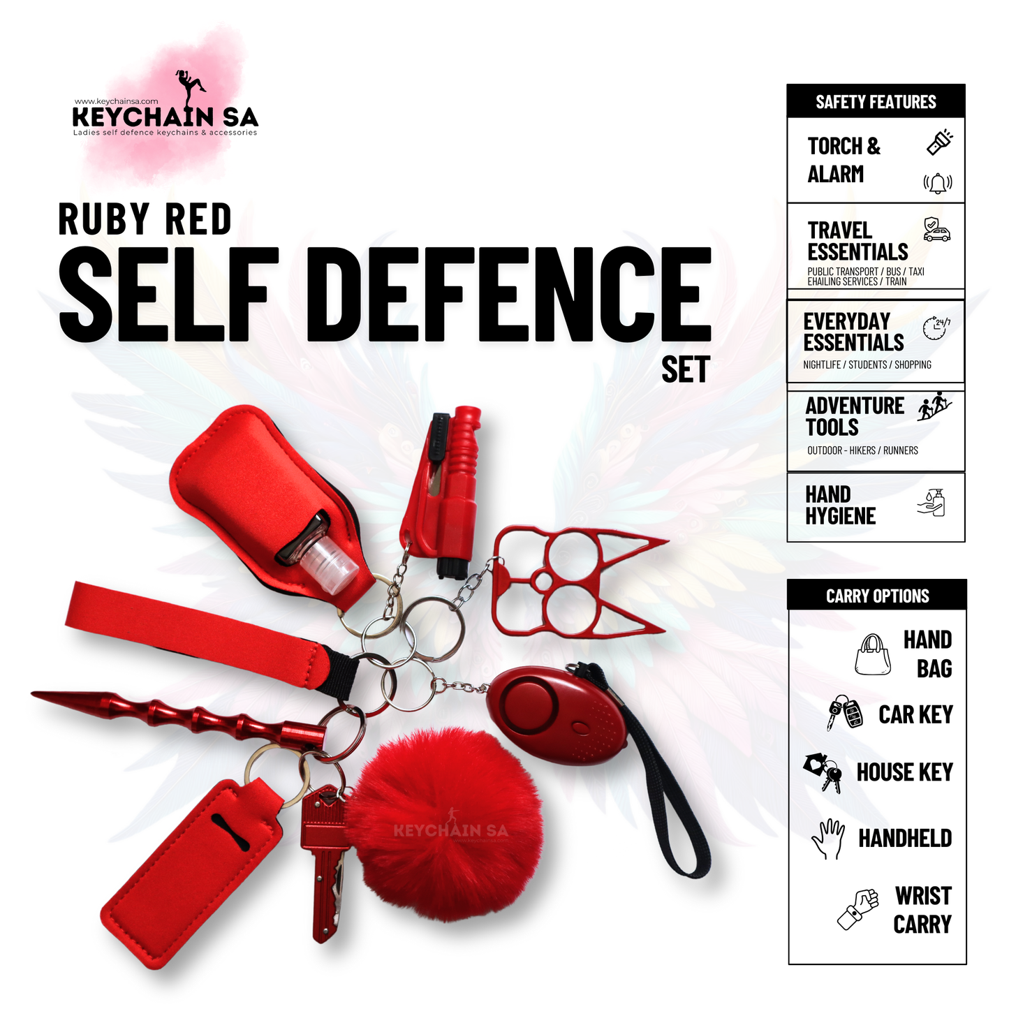 Solid Colours - 10-Piece Self Defence Keychain Set for Women