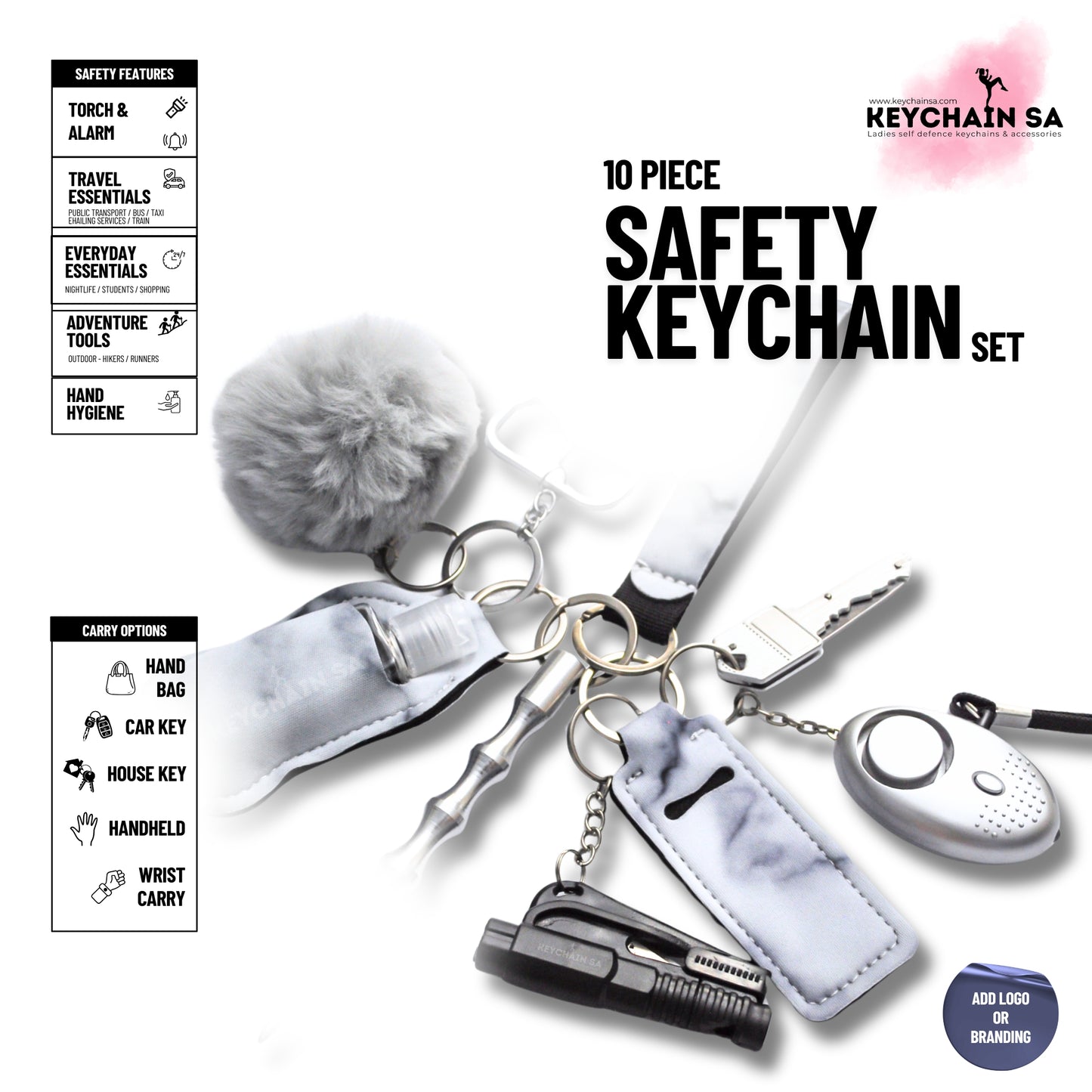 10-Piece Safety Keychain Set for Women – High-Quality Multi-Functional Everyday Accessories