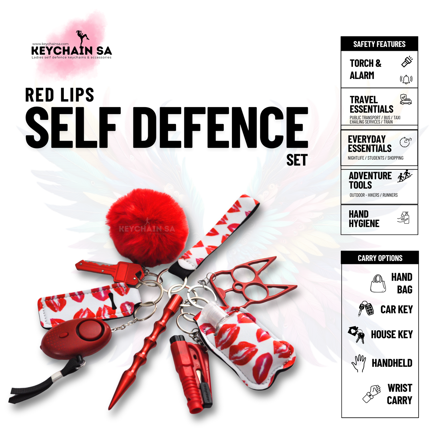 Prints Collection  - 10-Piece Self Defence Keychain Set for Women