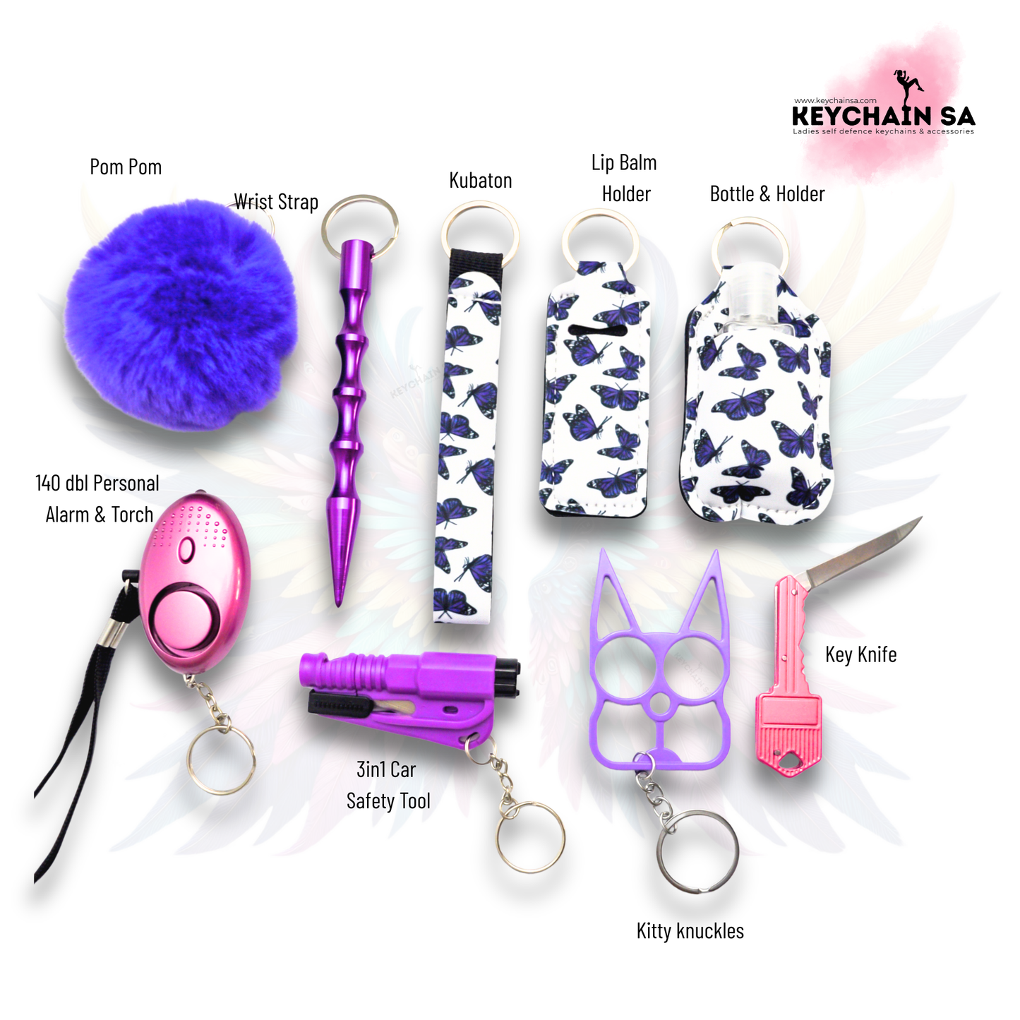 Prints Collection  - 10-Piece Self Defence Keychain Set for Women