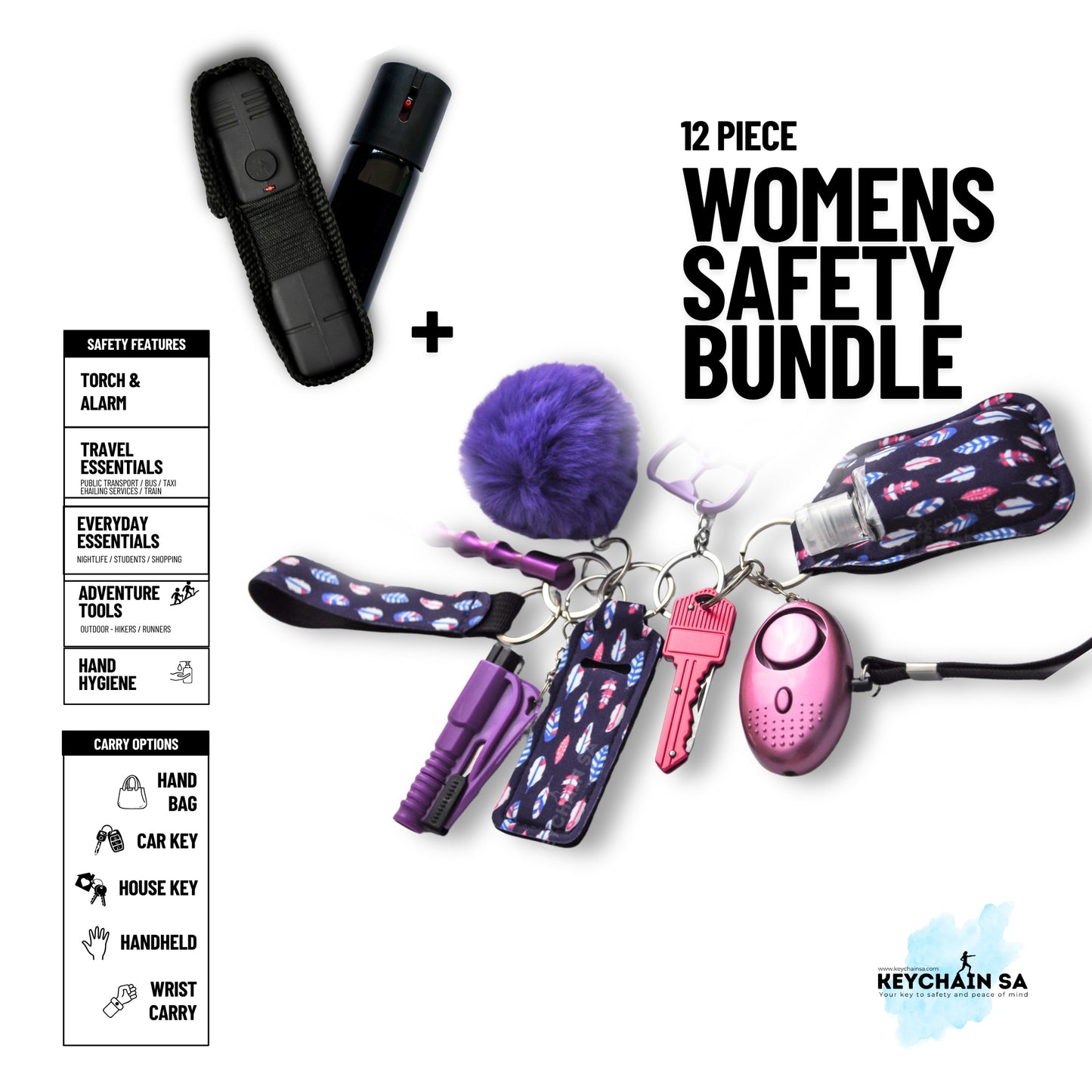 Safety Keychain with Taser & Pepper Spray keychainsa