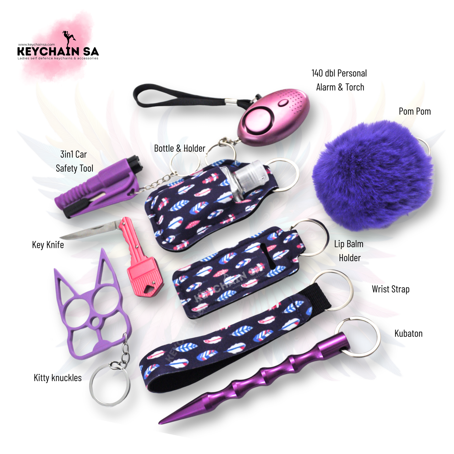 Patterns Collection  - 10-Piece Self Defence Keychain Set for Women
