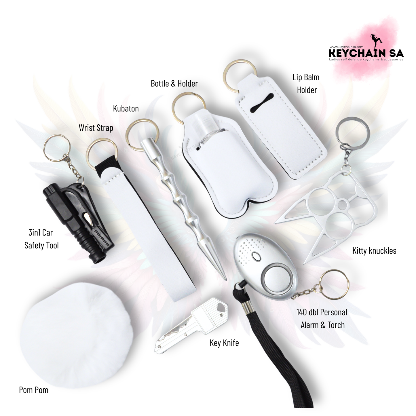 Solid Colours - 10-Piece Self Defence Keychain Set for Women